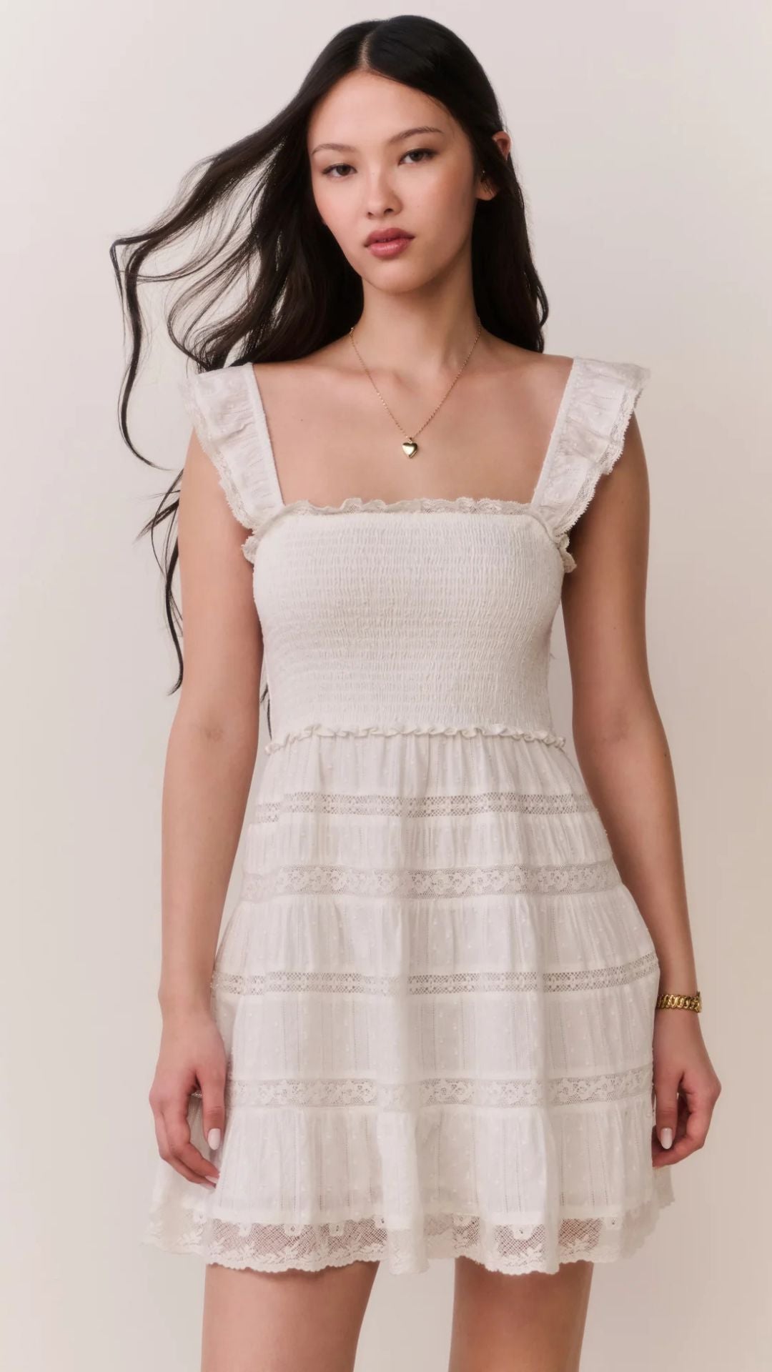 Colbera Lace-Trimmed Cotton Mini Dress White - LoveShackFancy