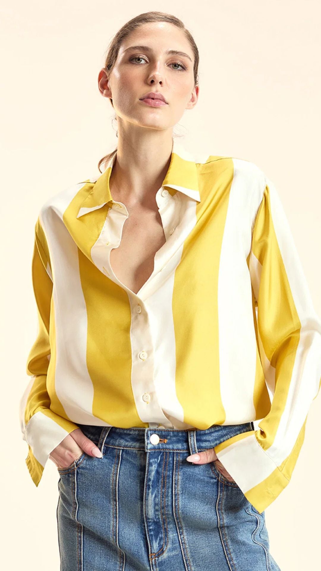 Collectible Yellow Stripe Silk Shirt - Cynthia Rowley