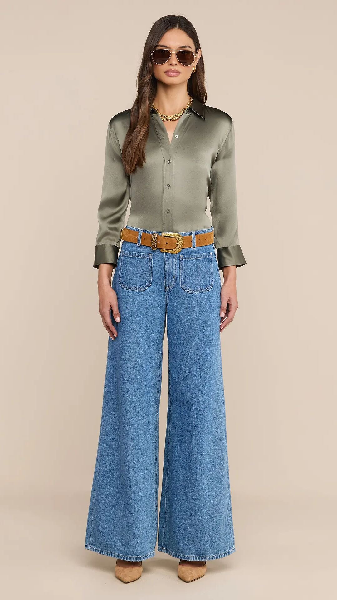Dani Silk Blouse Smokey Olive - L'Agence