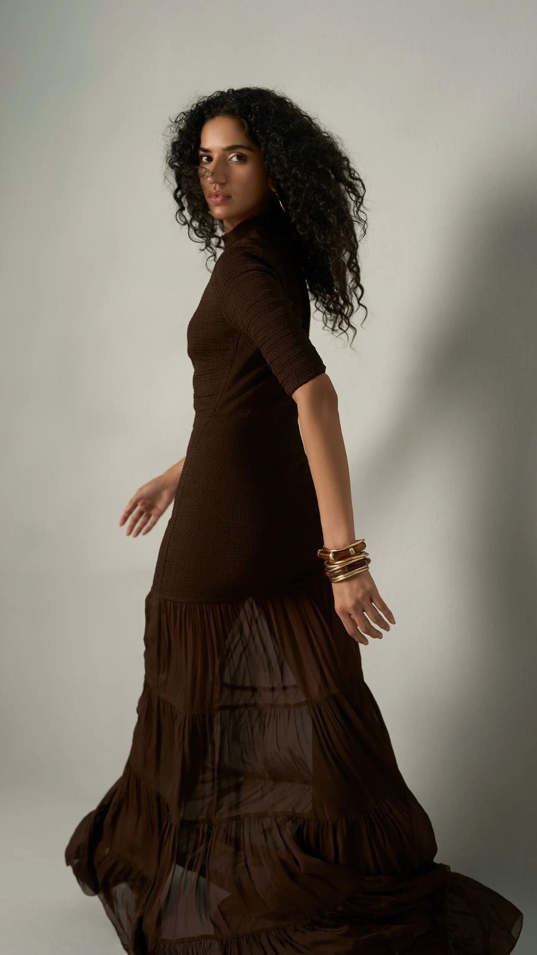 Dawn Smocked Maxi Dress Brown - Rococo Sand