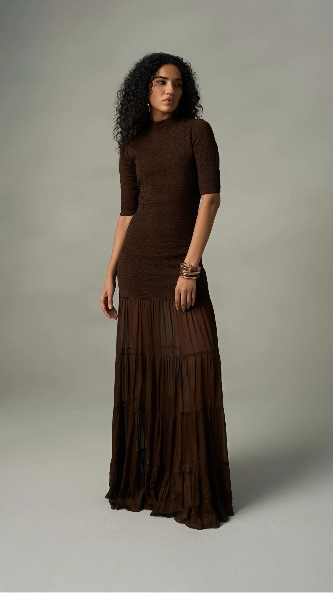 Dawn Smocked Maxi Dress Brown - Rococo Sand