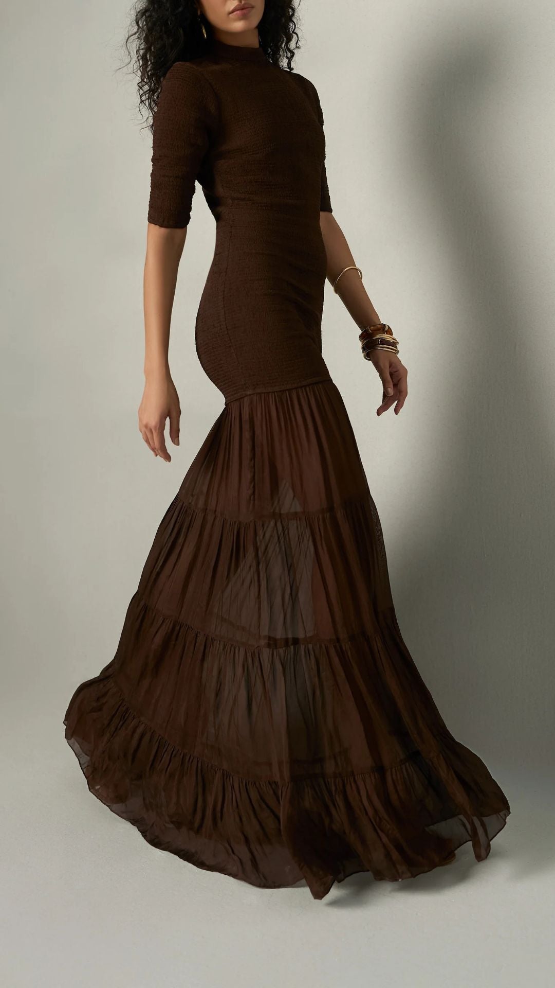 Dawn Smocked Maxi Dress Brown - Rococo Sand