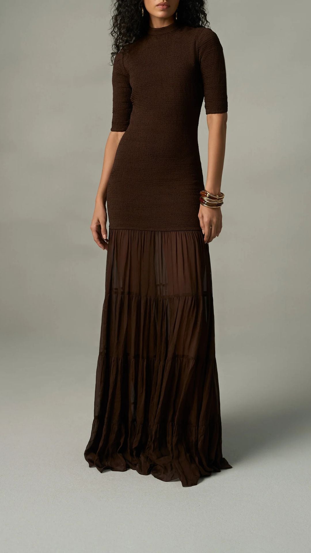 Dawn Smocked Maxi Dress Brown - Rococo Sand