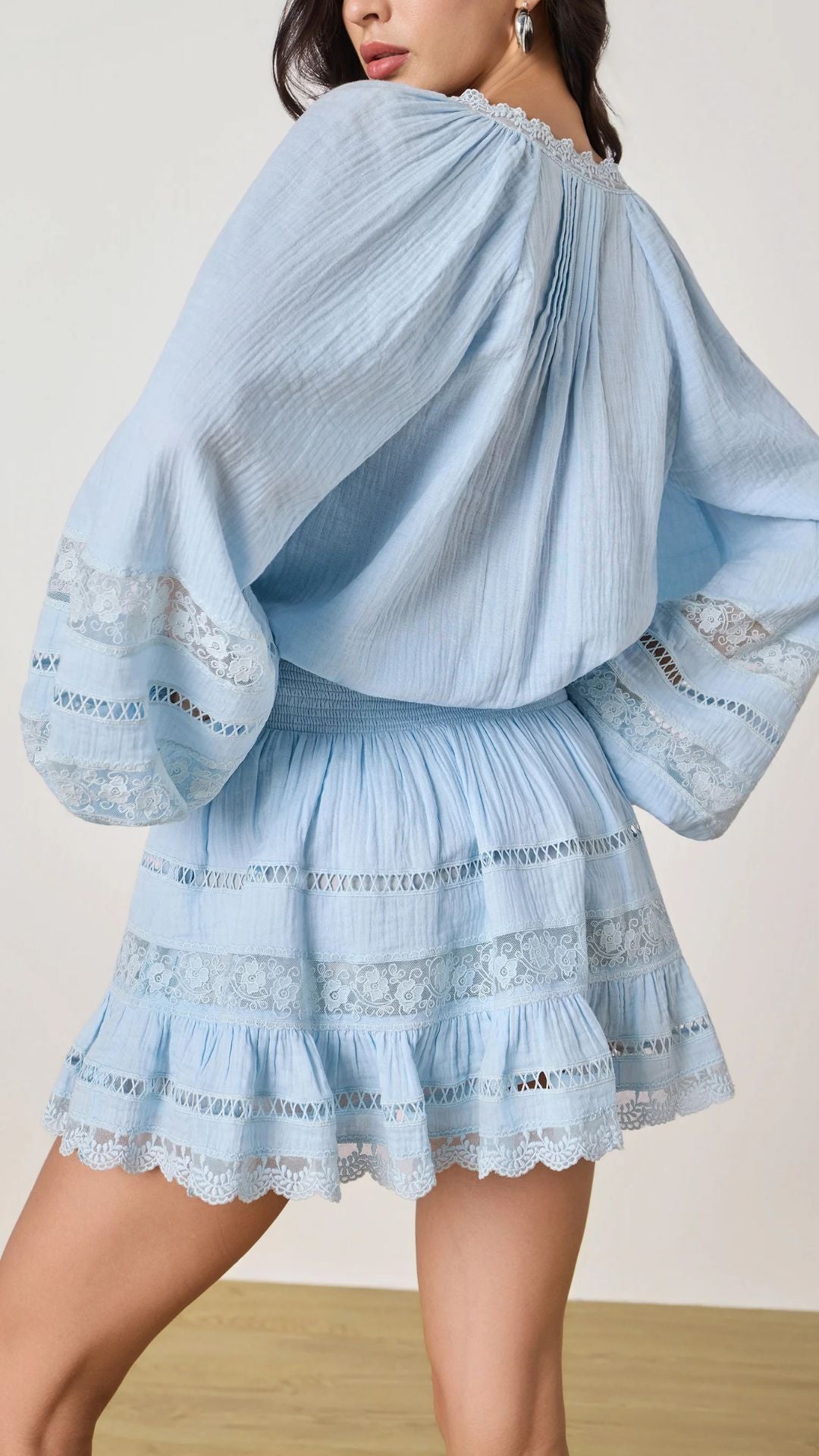 Dove Blue Lace Skirt - Rococo Sand