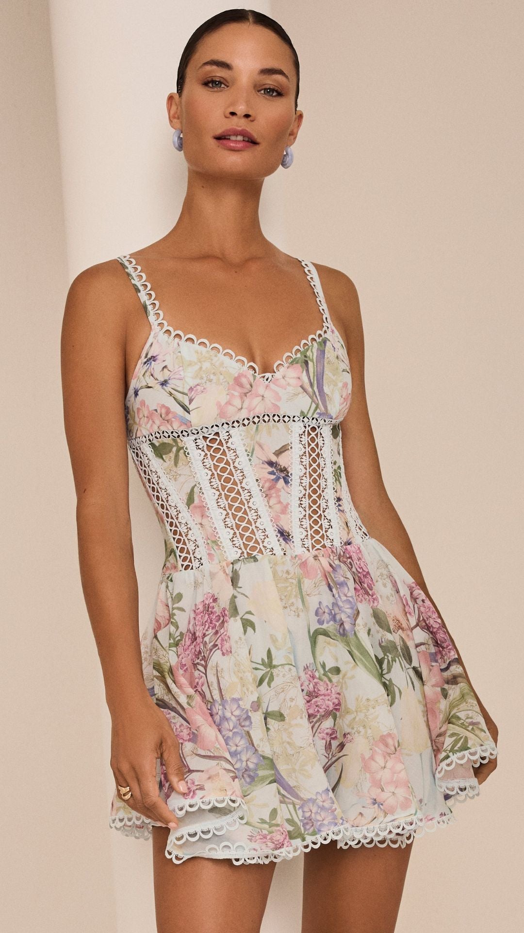 Gardenia Short Dress in Blue Botanical - Charo Ruiz