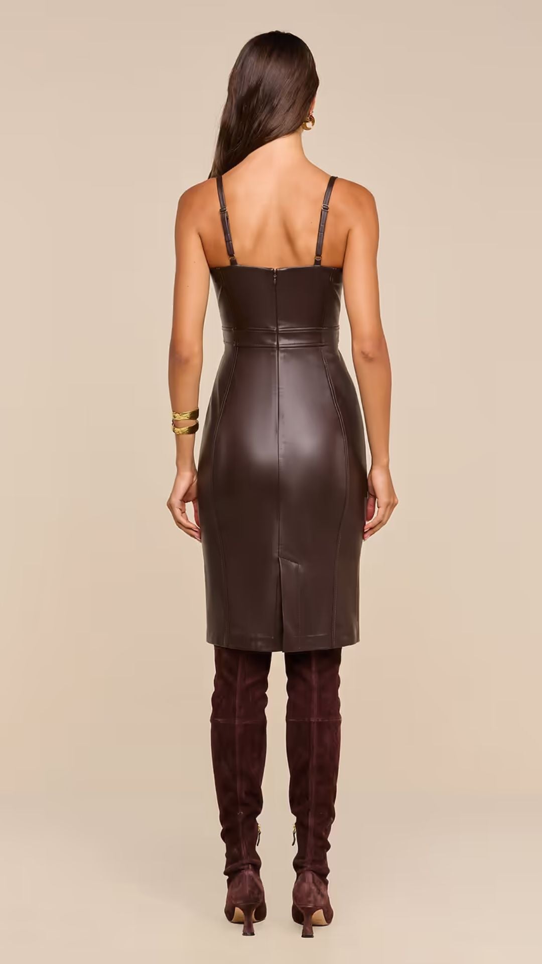 Halia Vegan Leather Dress Coffee Bean - L'Agence