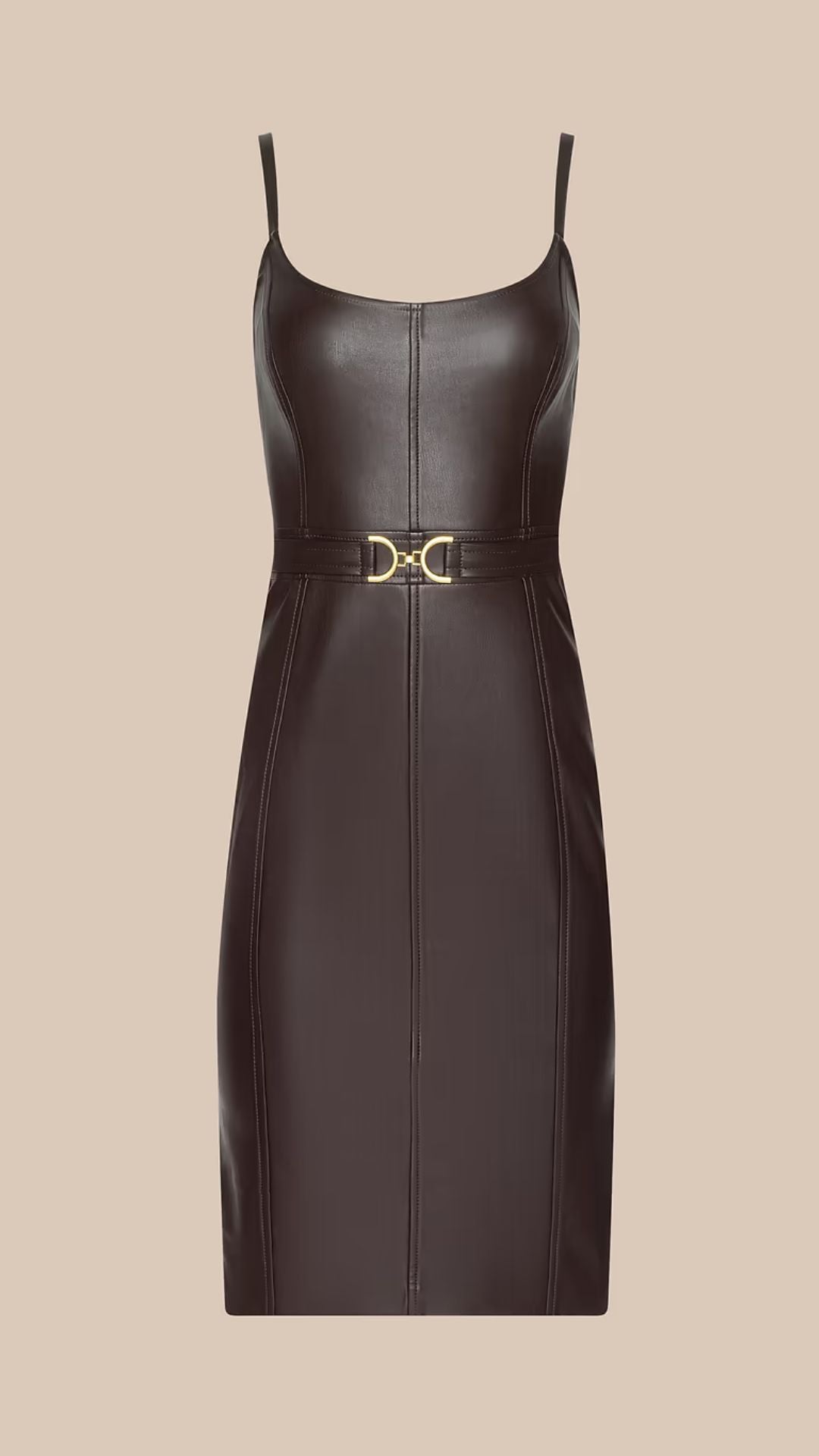 Halia Vegan Leather Dress Coffee Bean - L'Agence