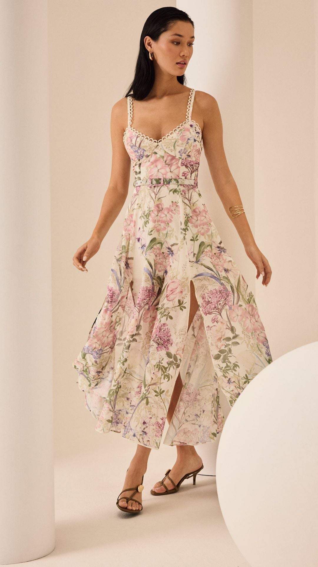 Iraso Long Dress in Cream Botanic - Charo Ruiz