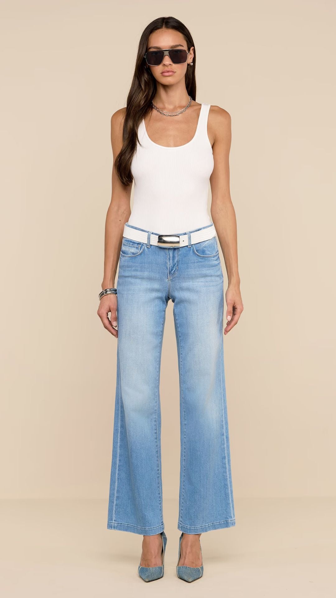 Joanne Low-Rise Wide-Leg Jean Pacific - L'Agence