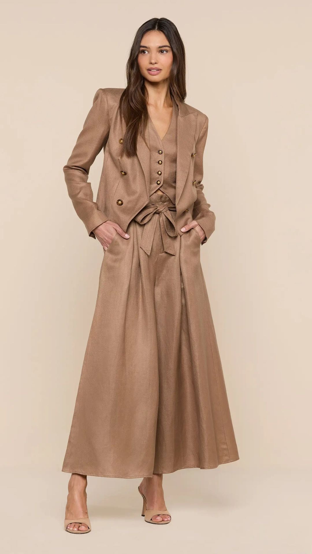 Lila Linen-Blend Blazer Barley - L'Agence