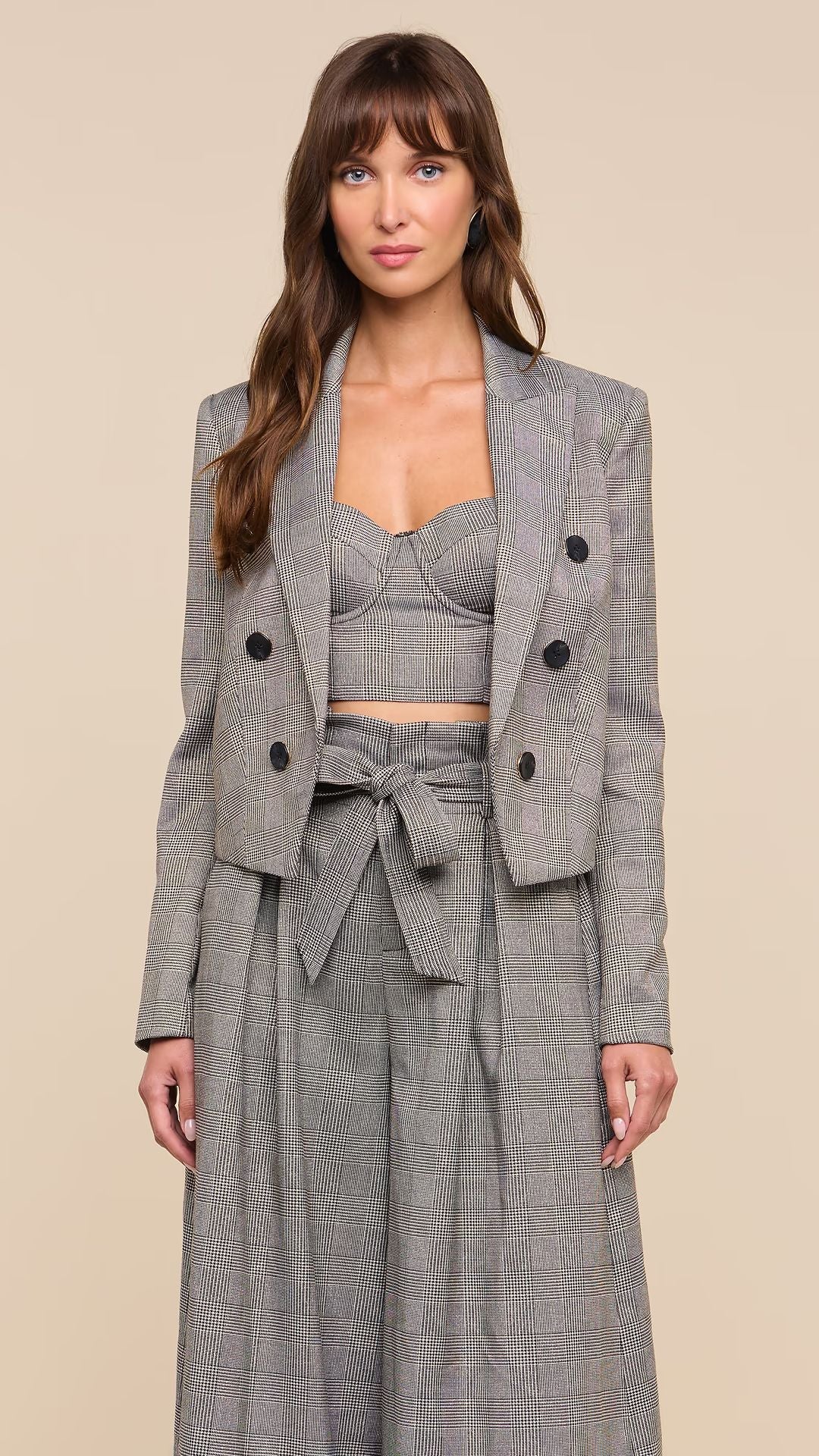 Lila Tweed Blazer Beige Black - L'Agence