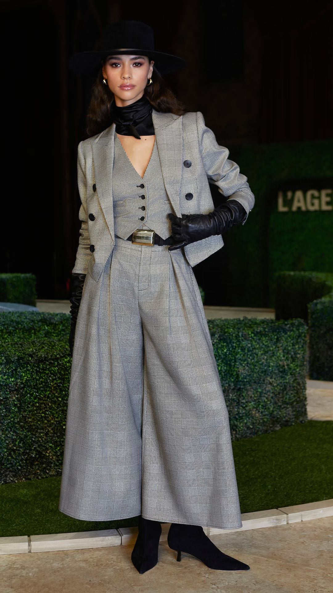 Lila Tweed Blazer Beige Black - L'Agence