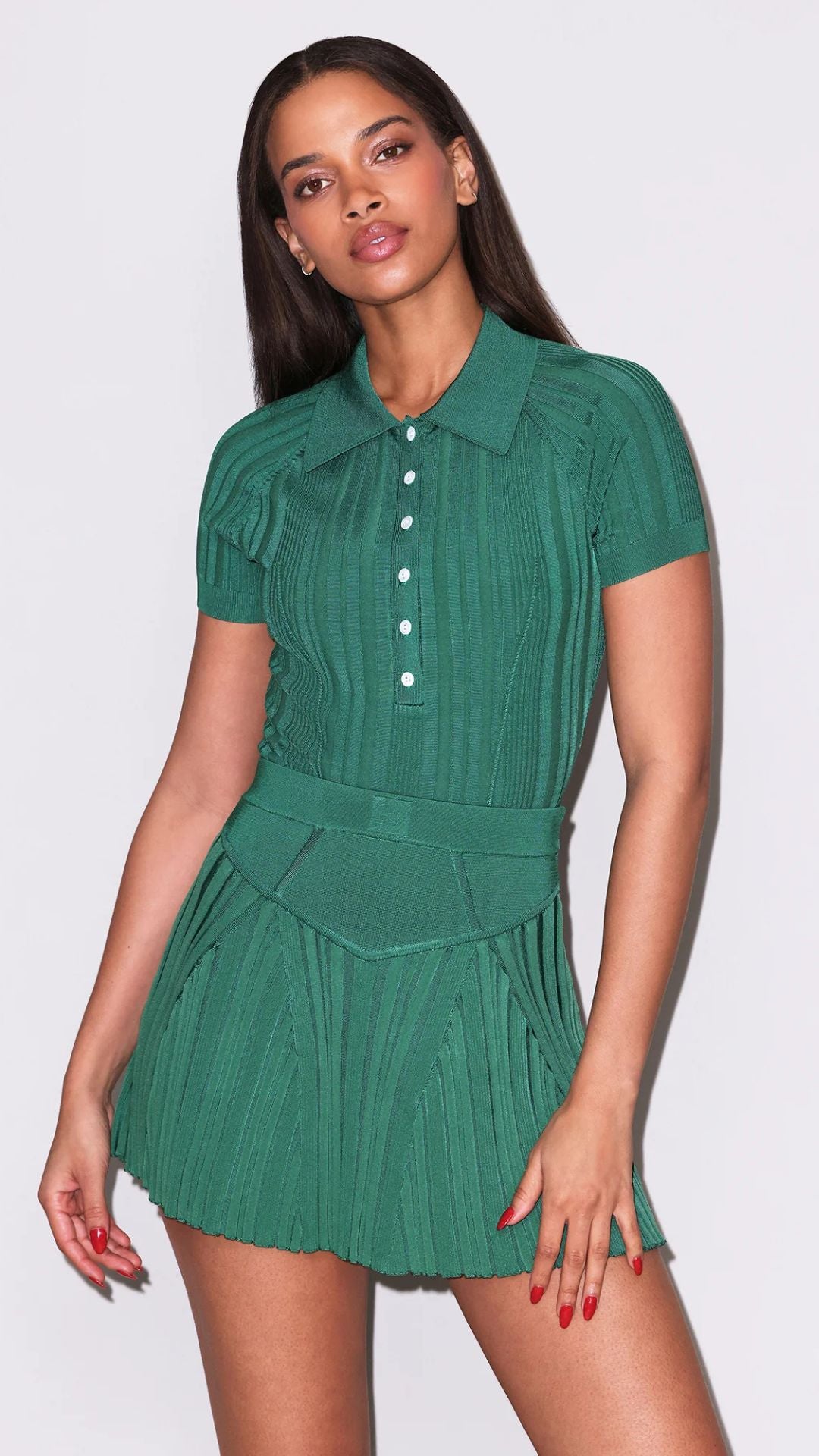 Rib Polo Bodysuit in Green - Fleur Du Mal