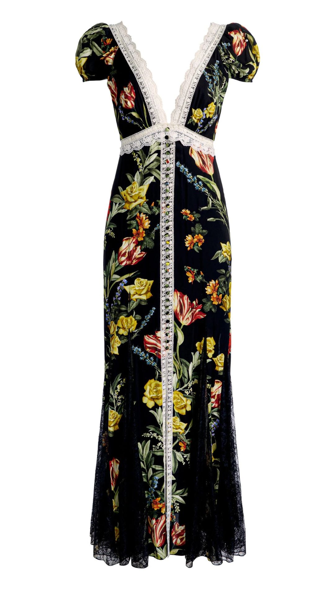Rose Button Front Maxi Dress - Alice and Olivia