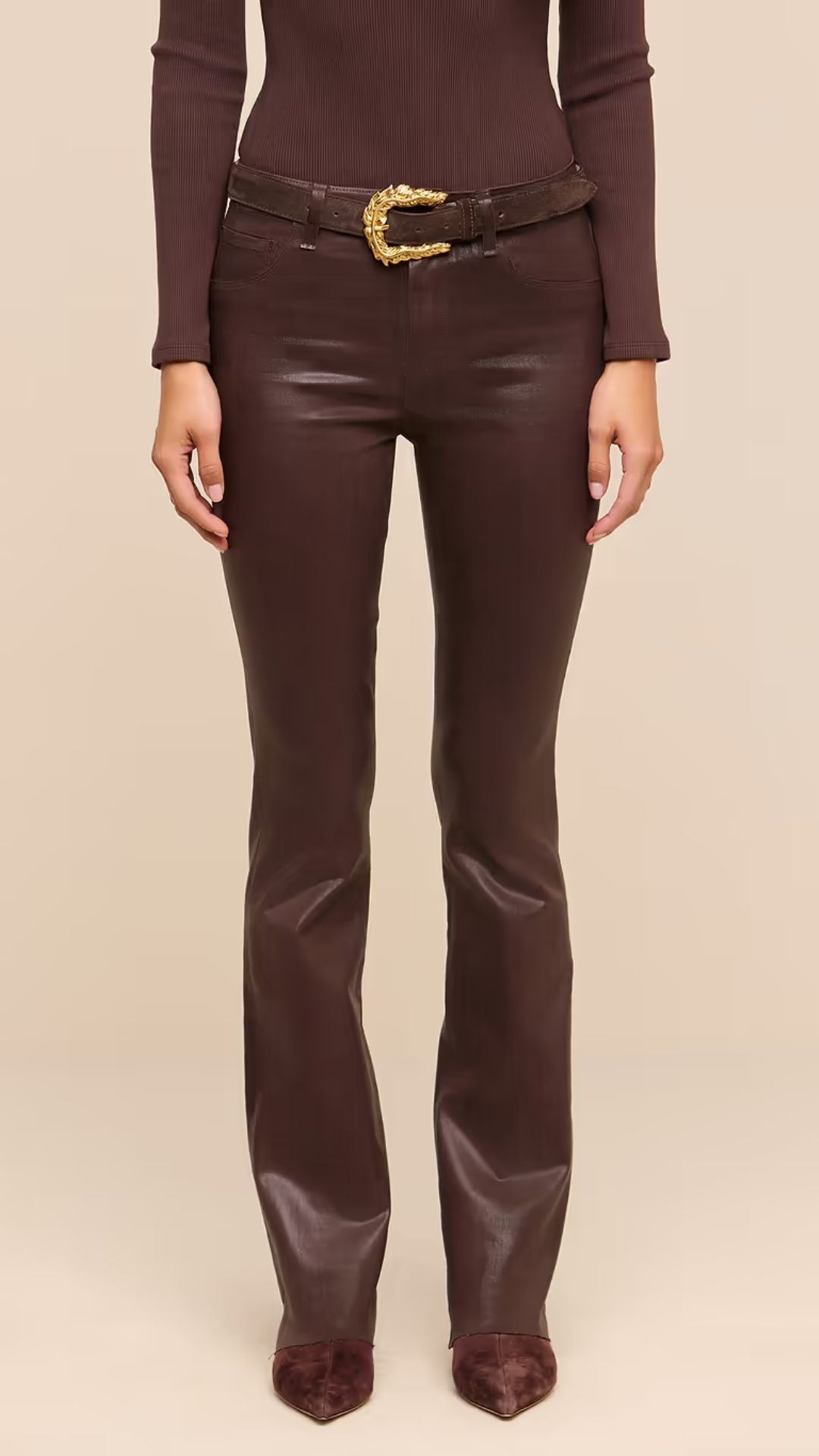 Ruth Coated Straight-Leg Jean Dark Java Coated - L'Agence