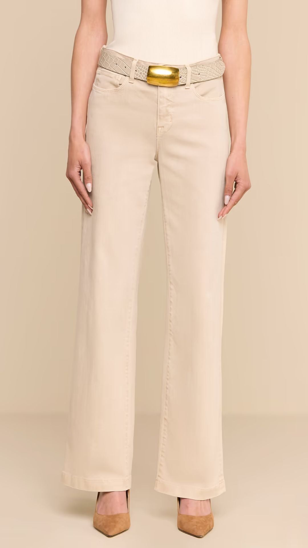 Scottie Wide-Leg Jean Bisscuit - L'Agence