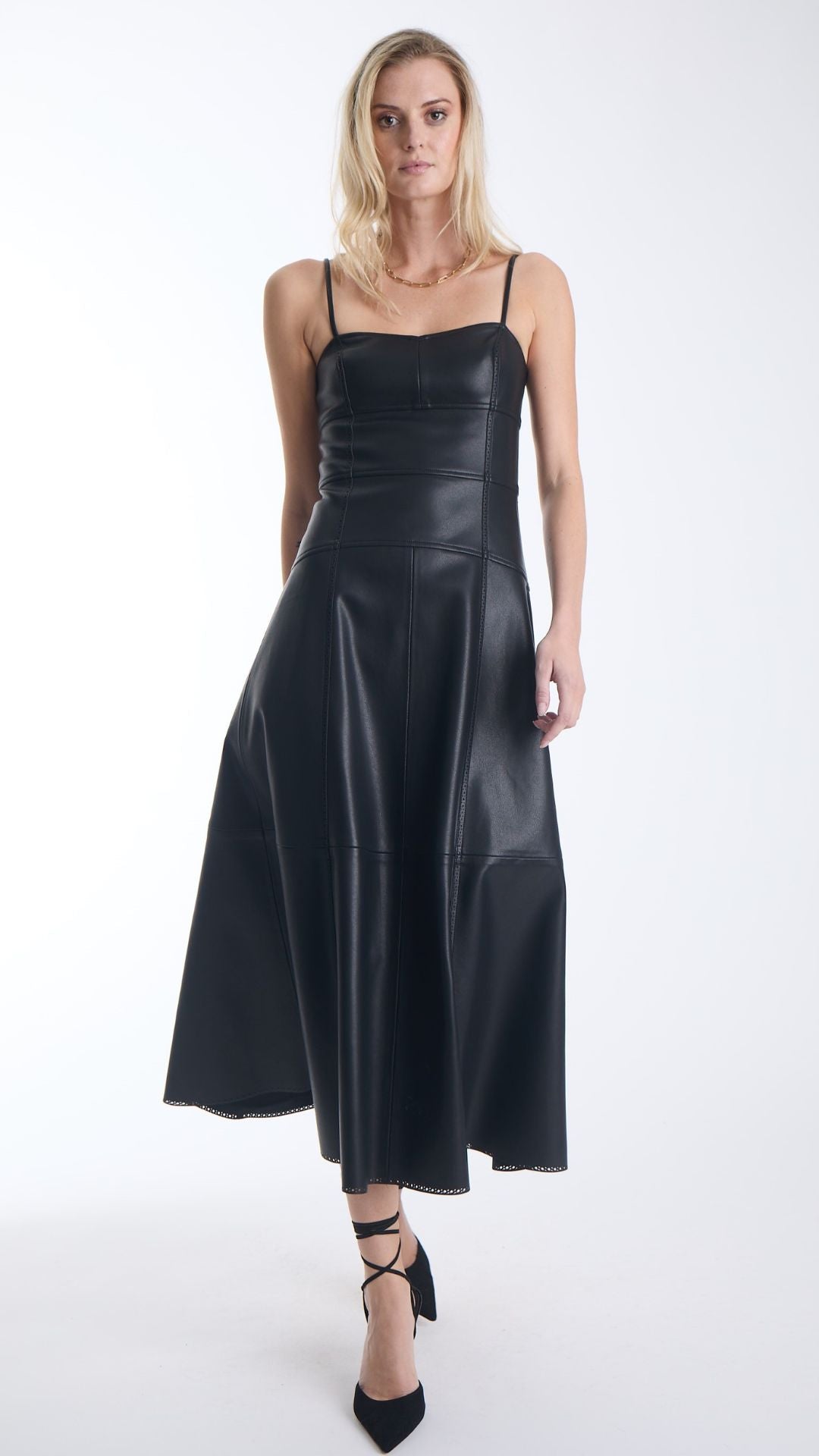 Sofia Vegan Leather Dress Black - Karina Grimaldi