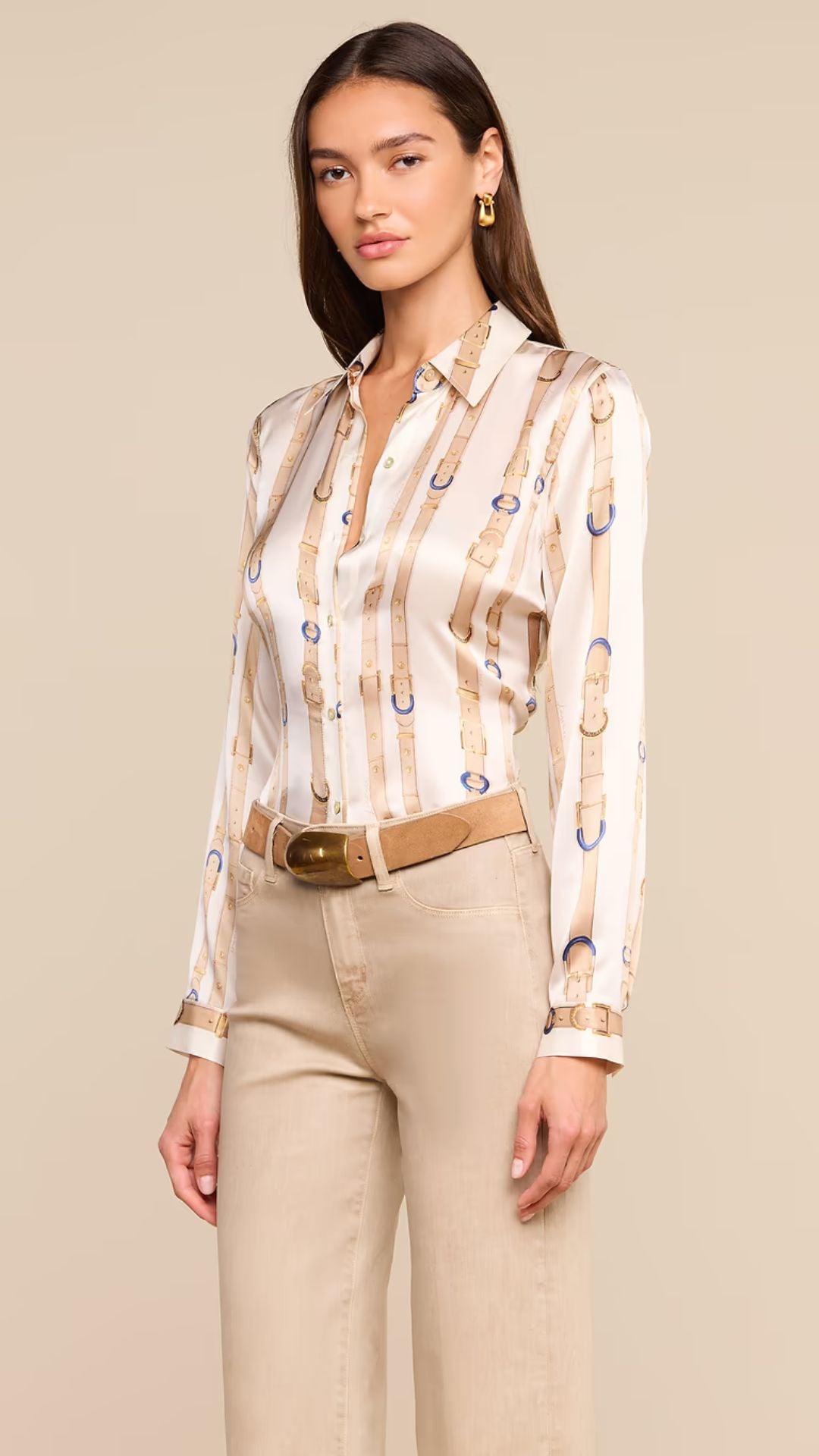 Tyler Silk Blouse Ecru Multi - L'Agence