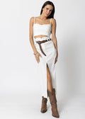 Stretch Linen Cargo Maxi Skirt - Stillwater