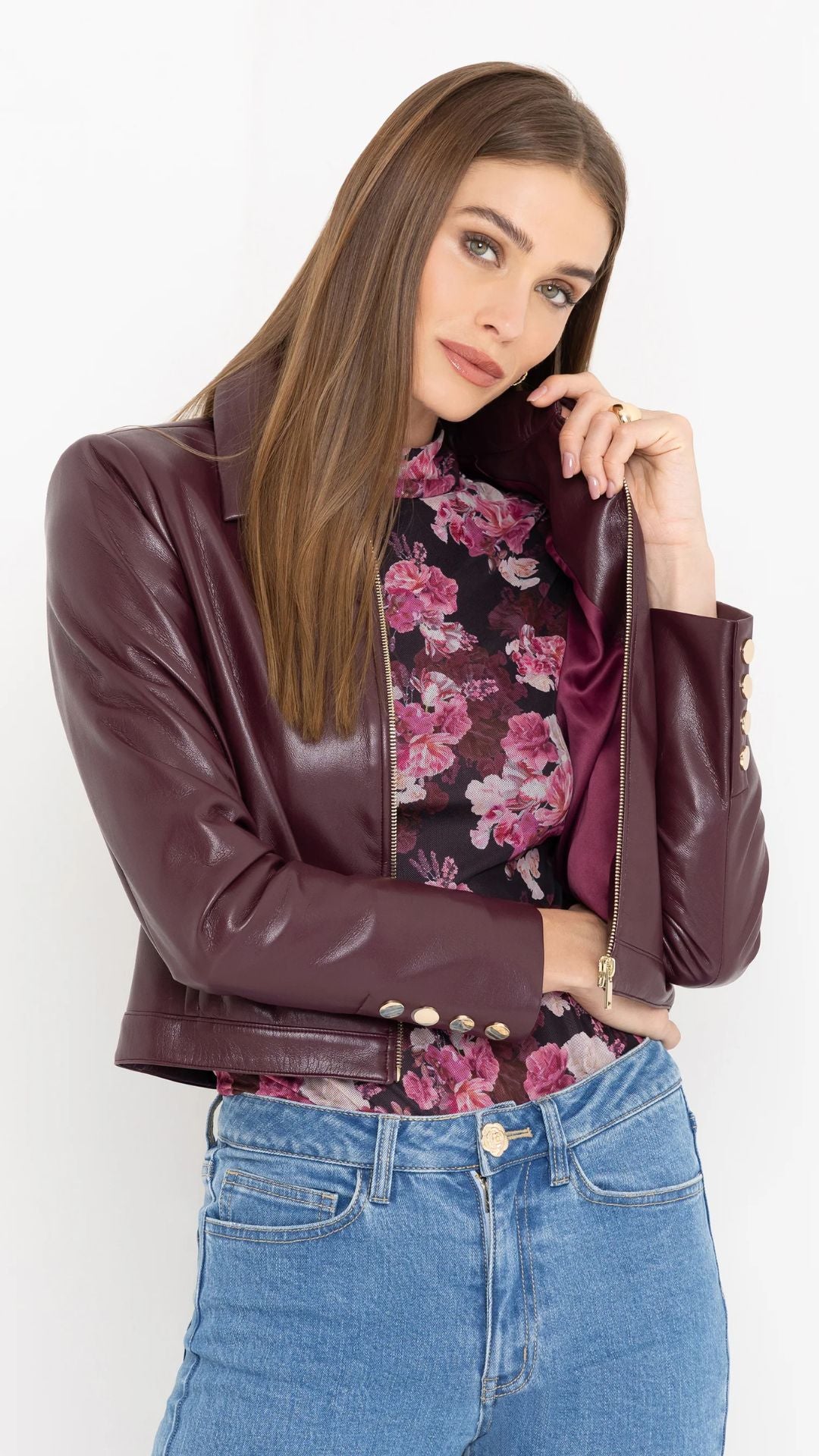 Lola Vegan Leather Cabernet Jacket