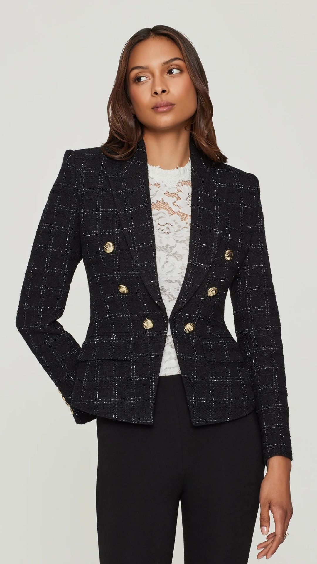 Elsa Window Pane Tweed Blazer - Generation Love