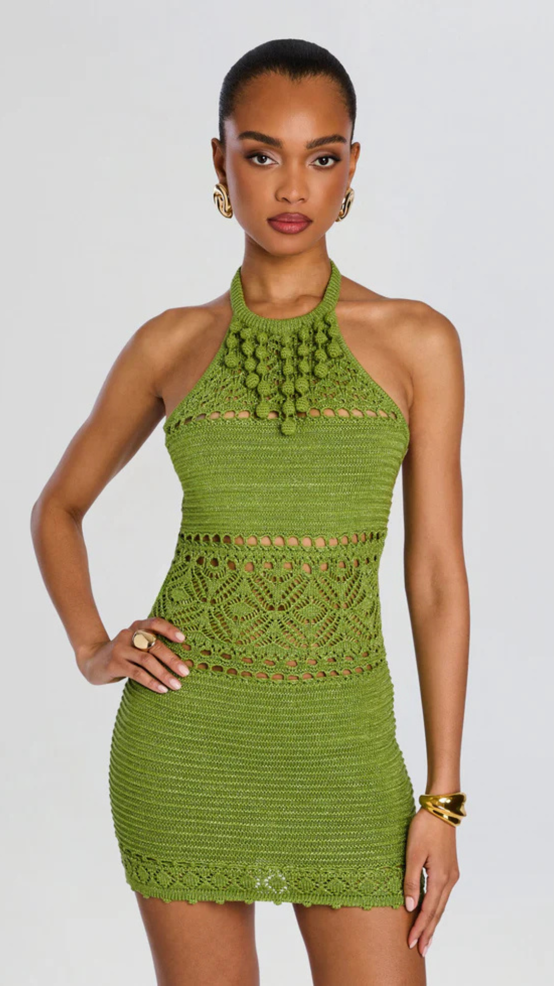 Roseline Metallic Crochet Dress