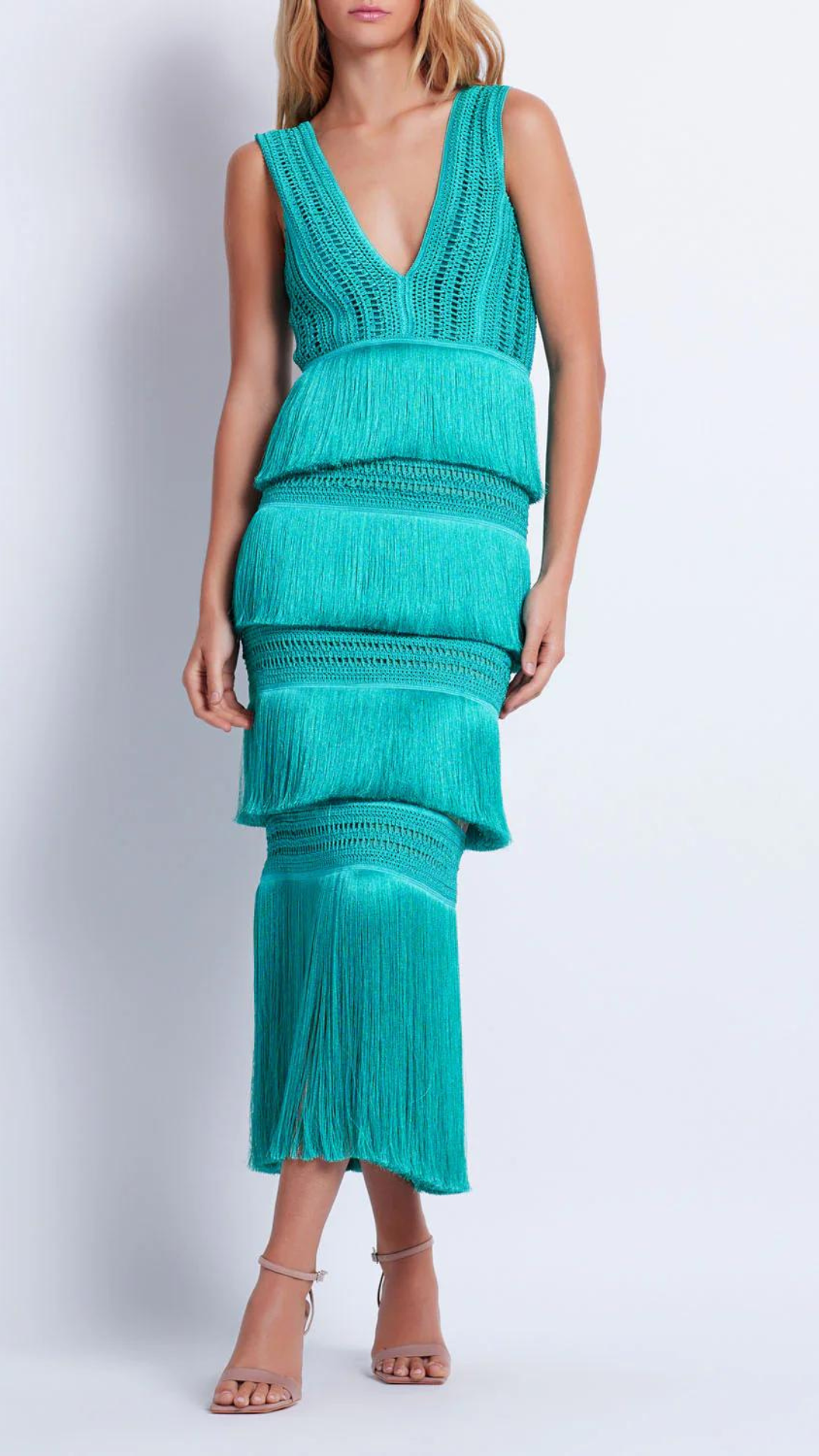 Plunging Fringe Midi Dress - Patbo