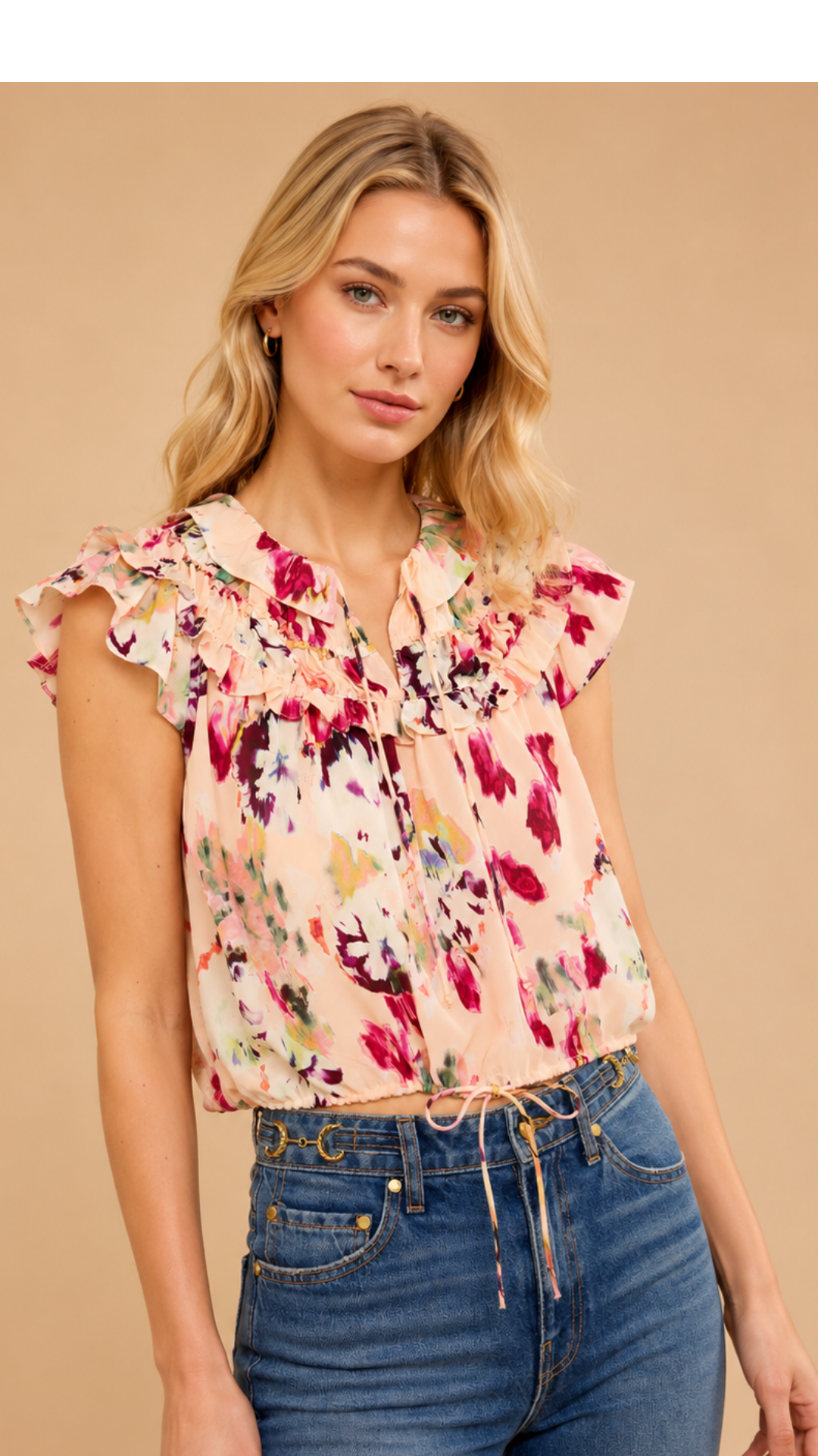Eleonore Silk Top Summer Garden