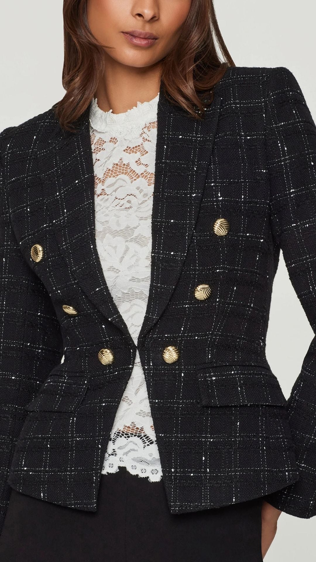 Elsa Window Pane Tweed Blazer - Generation Love