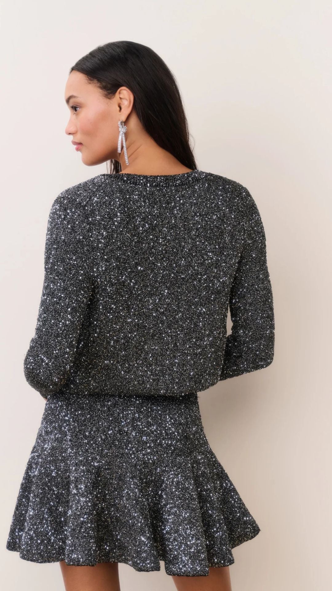 Ferra Sequin Stretch Knit Cardigan - LoveShackFancy