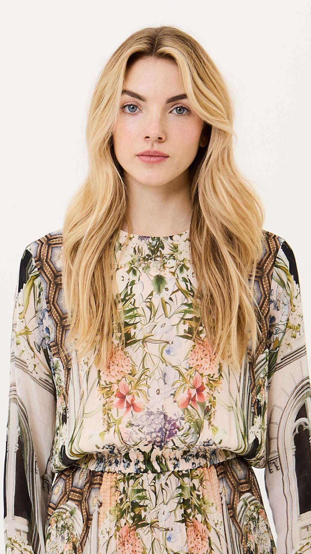 Floral Facade Long Dress - Falguni Shane Peacock