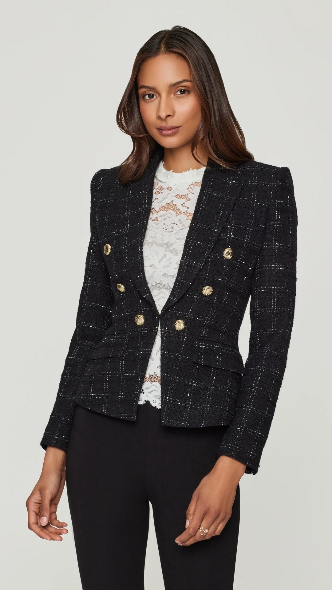 Elsa Window Pane Tweed Blazer - Generation Love
