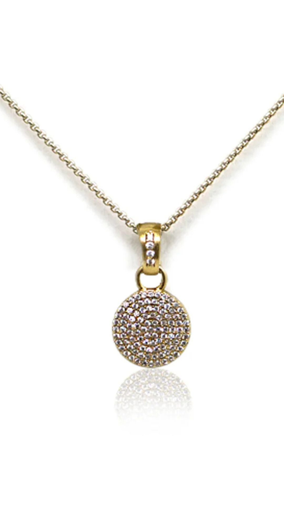 Gold Pave Disc Necklace Gold - Tat2