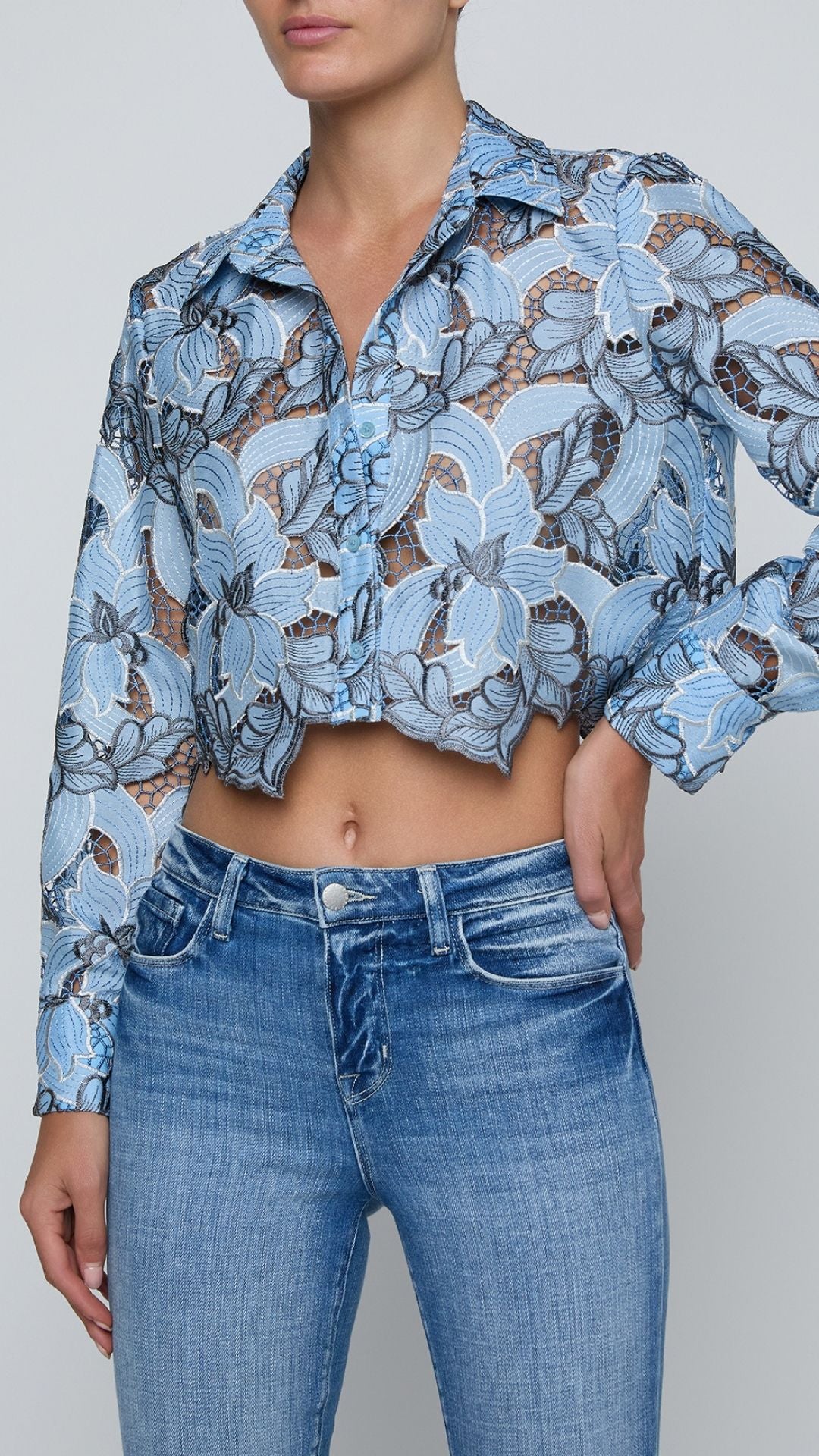 Akemi Cropped Eyelet Blouse