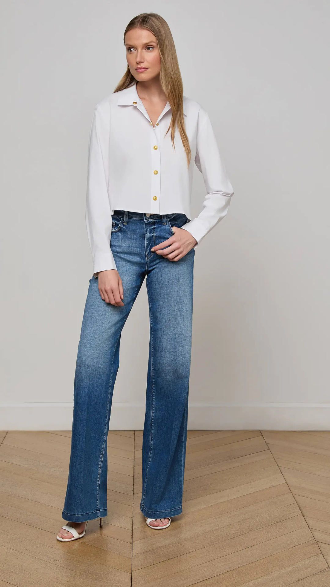 Cosette Crop High Low Shirt White - L'Agence