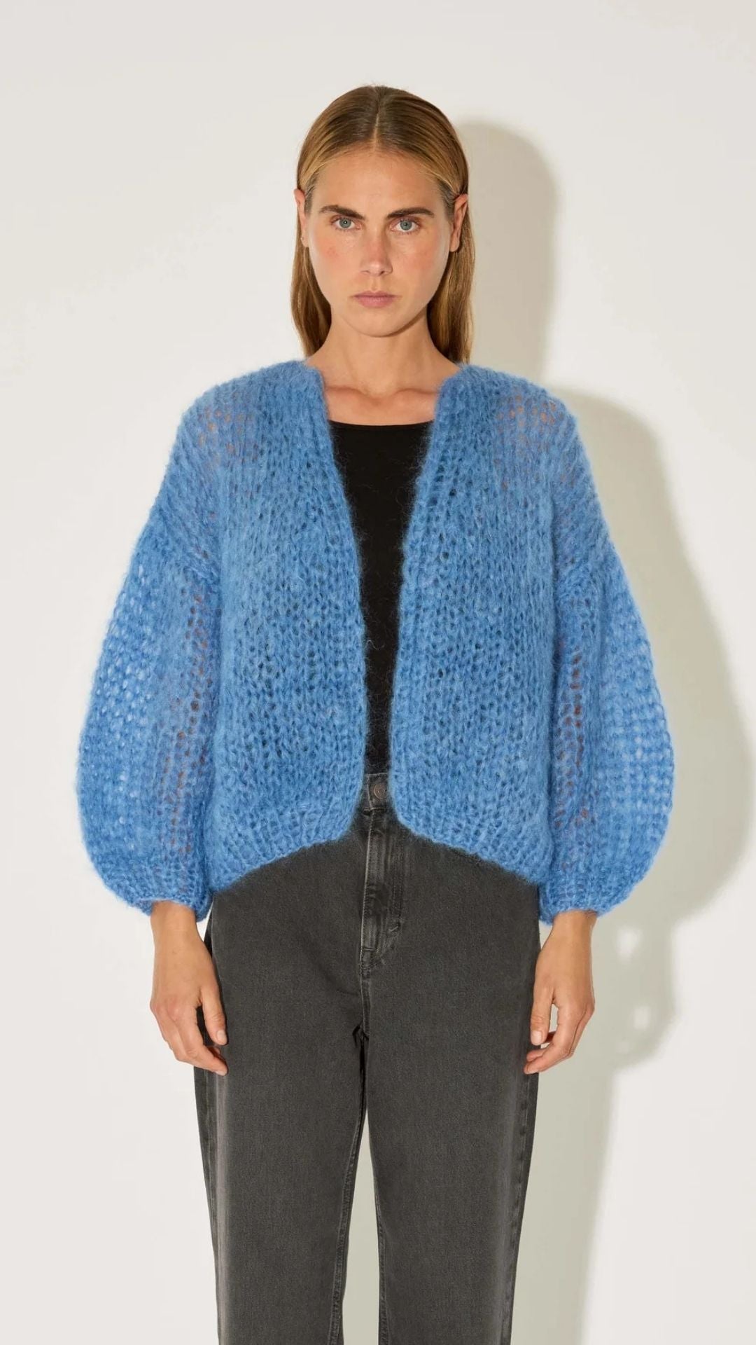 Mohair Bomber Cardigan Dove Blue
