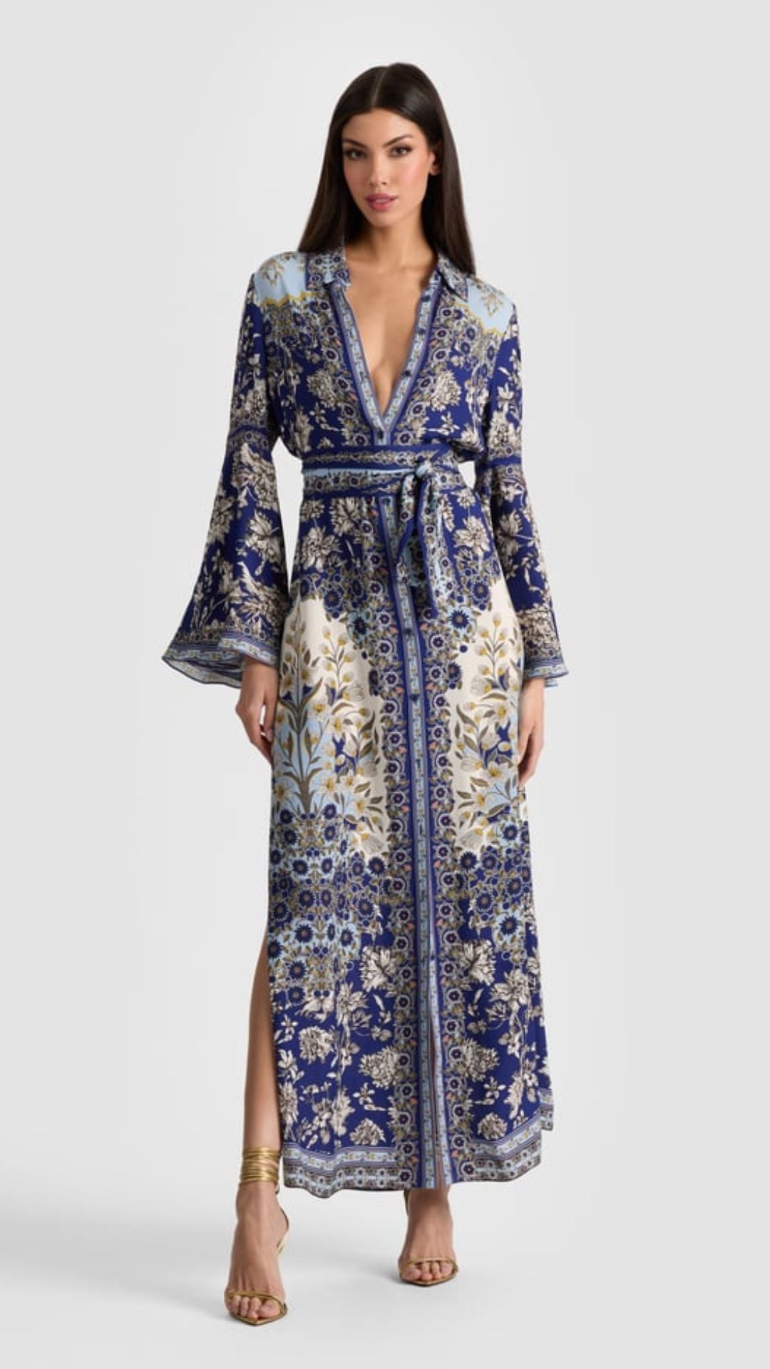 Chassidy Bell Sleeve Dress - Alice and Olivia