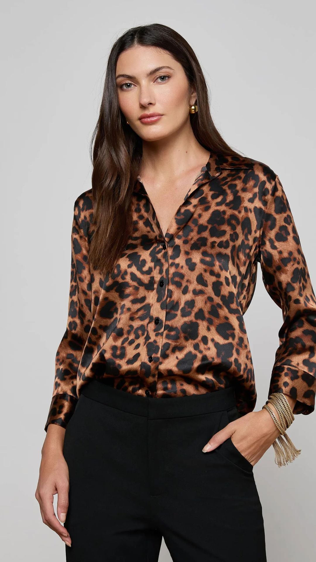 Dani Silk Blouse Leopard