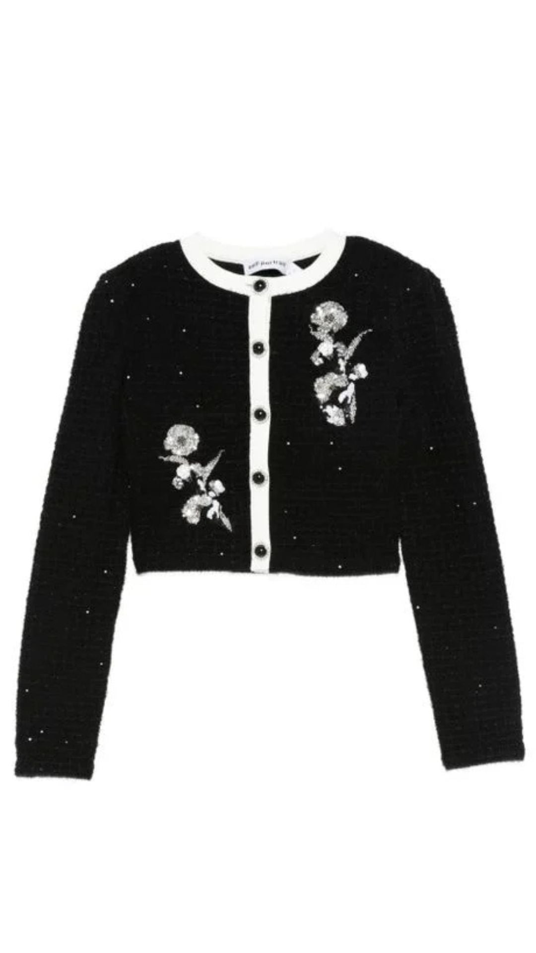 Black Floral Textured Knit Jacket