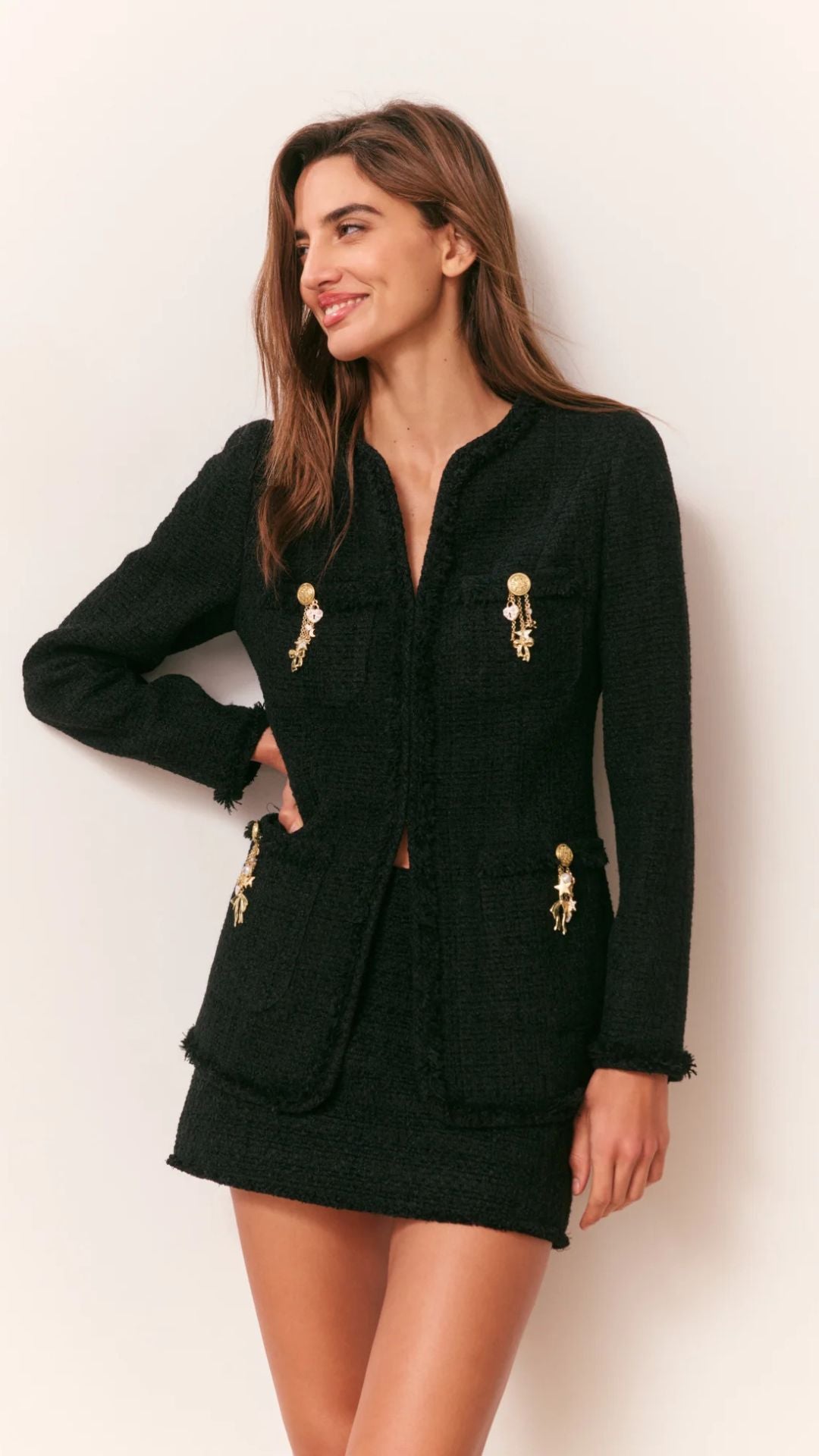 Adrina Tweed Embellished Jacket - LoveShackFancy