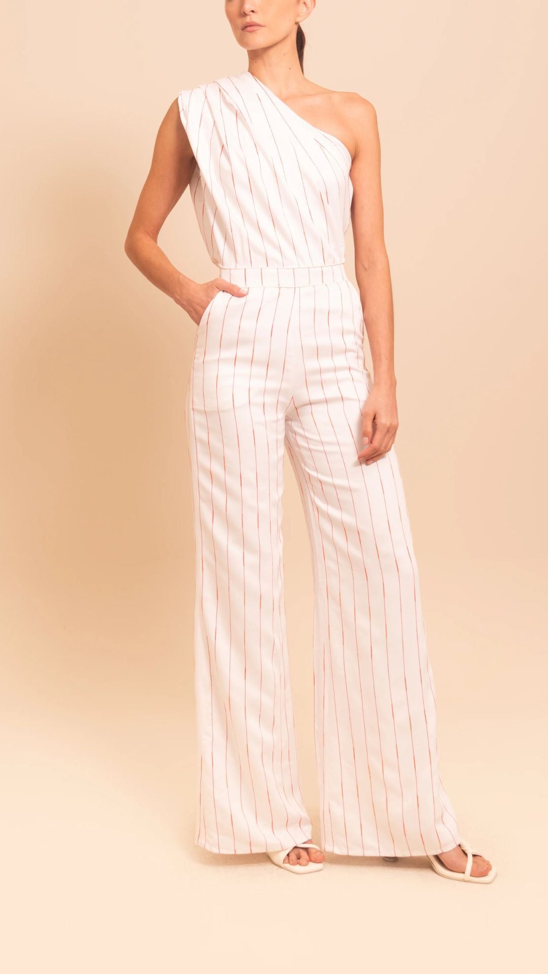 Bosawa Jumpsuit Ivory Stripe - Azulu