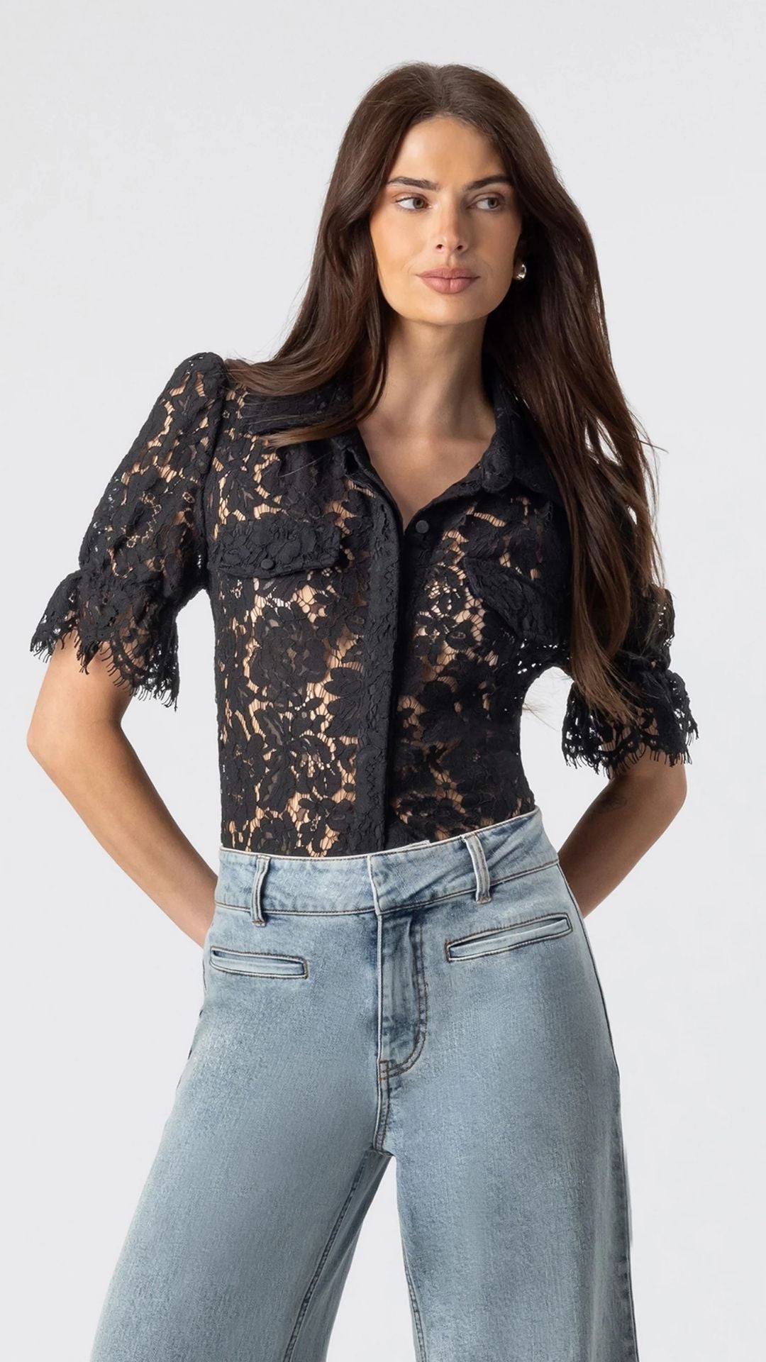 Mina lace Shirt Black / Pink - Generation Love