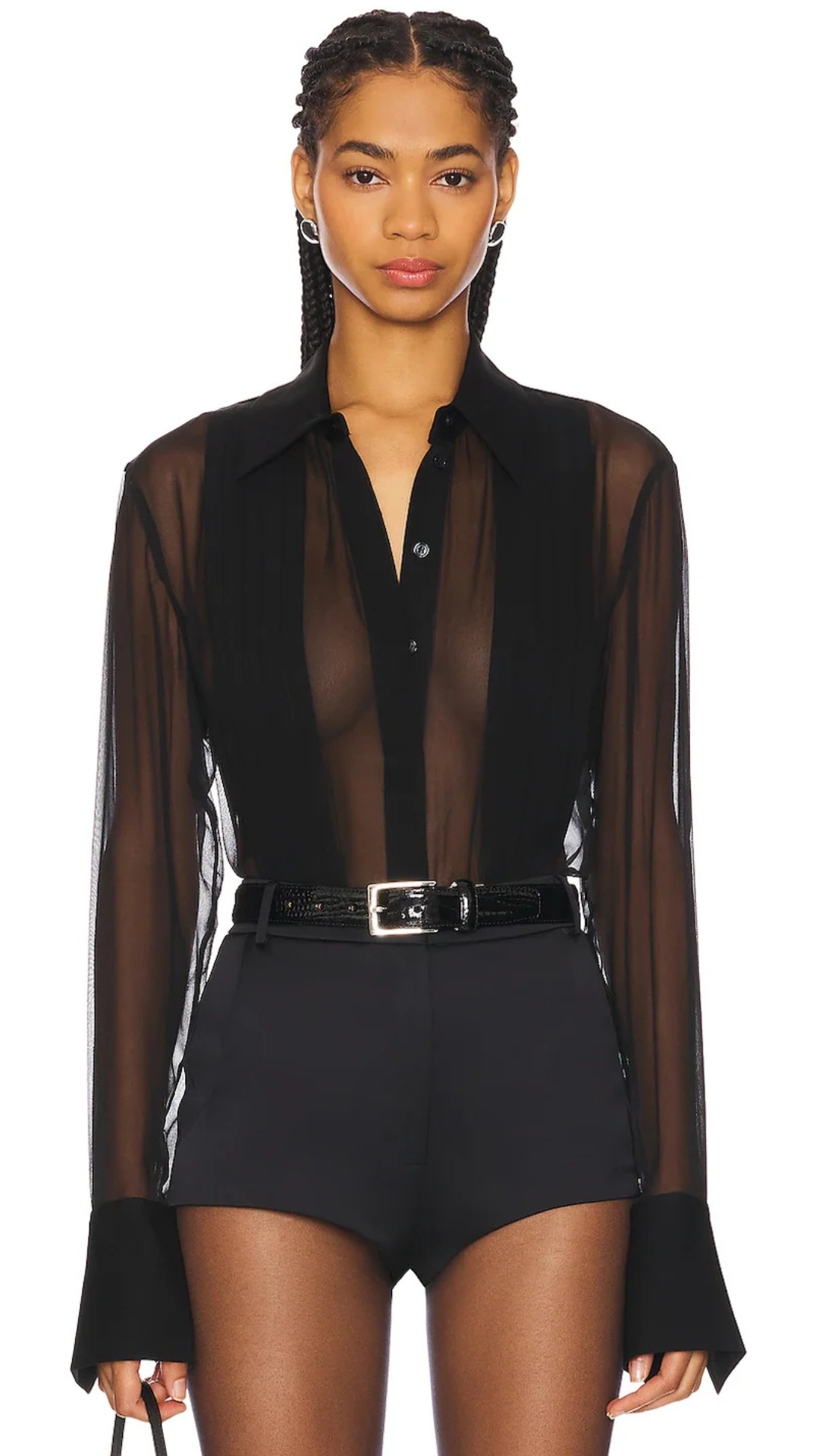 Meghan Panelled Silk Blouse Black