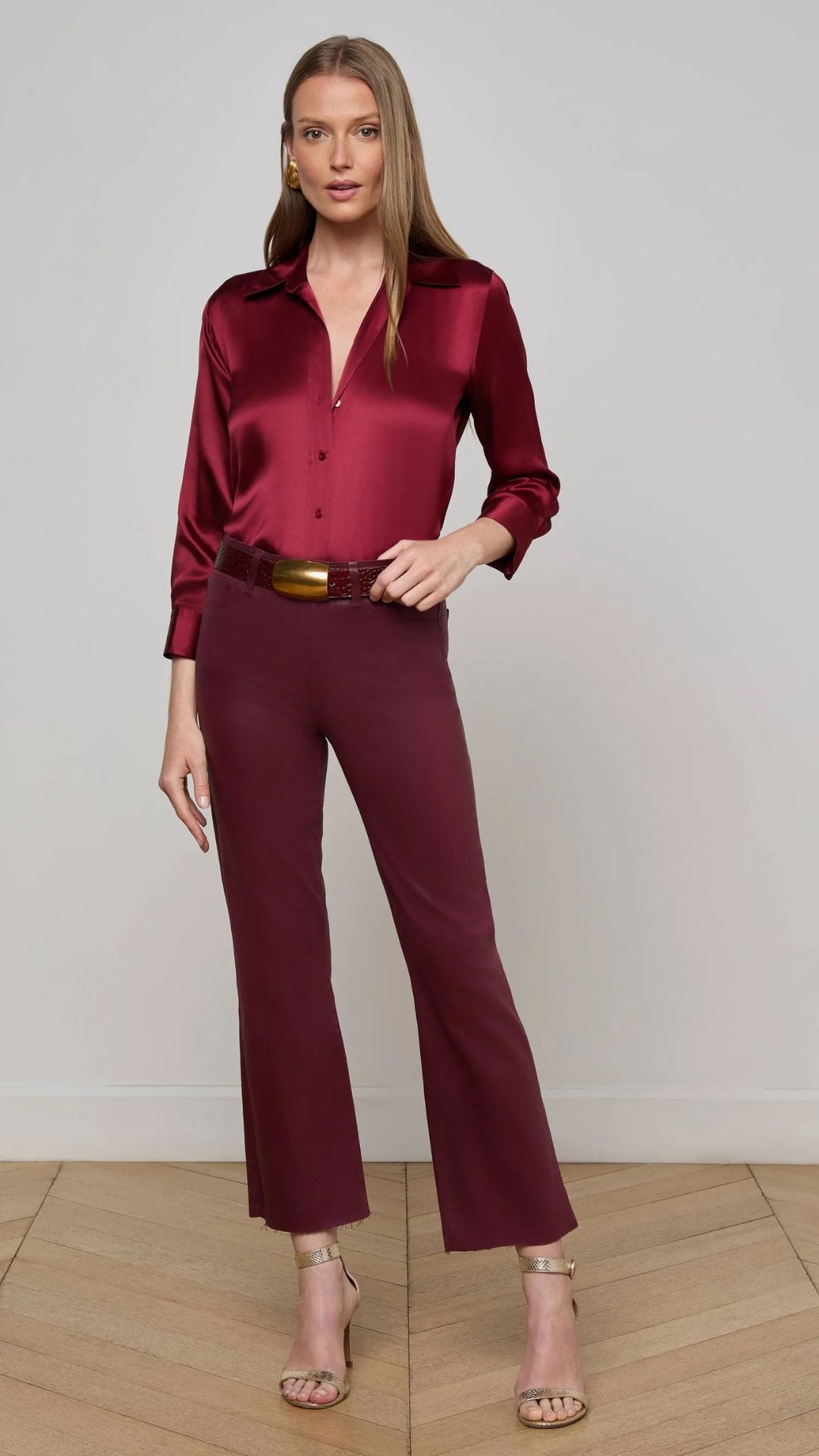 Kendra Coated Cropped Flare Jean - L'Agence