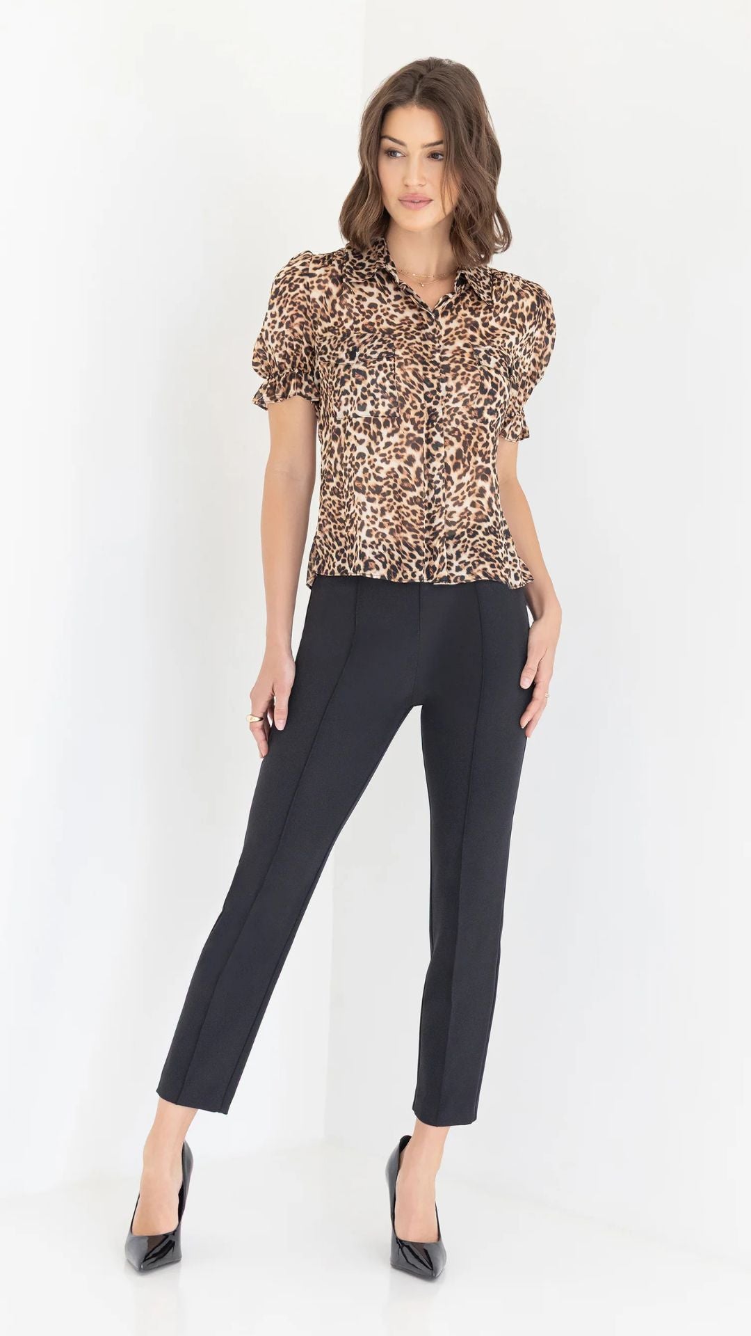 Mina Leopard Georgette Top