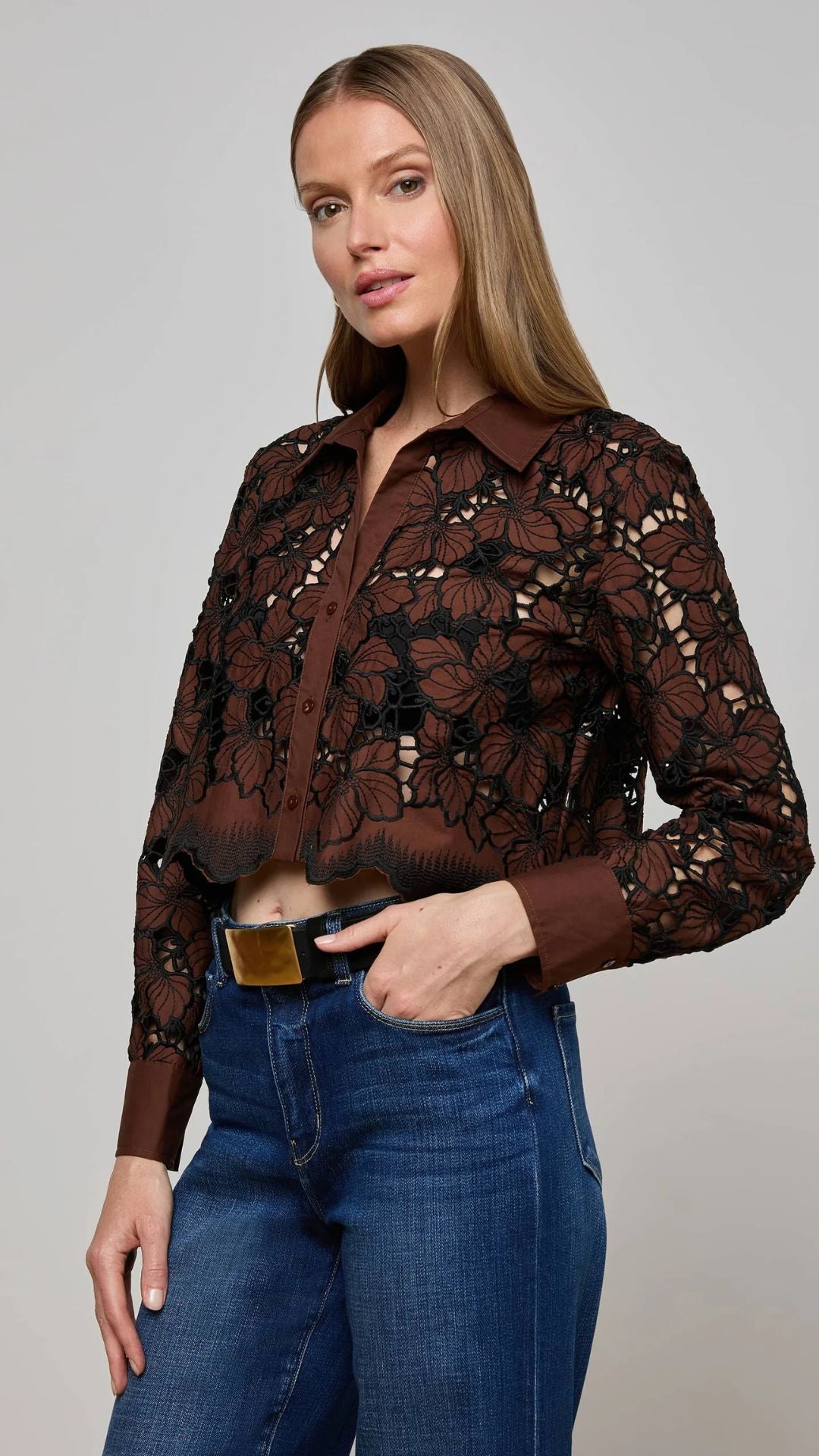 Seychelle Cropped Eyelet Blouse