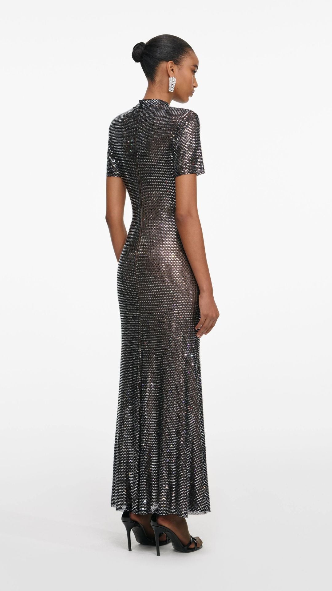 Gunmetal Rhinestone Mesh Dress - Self-Portrait