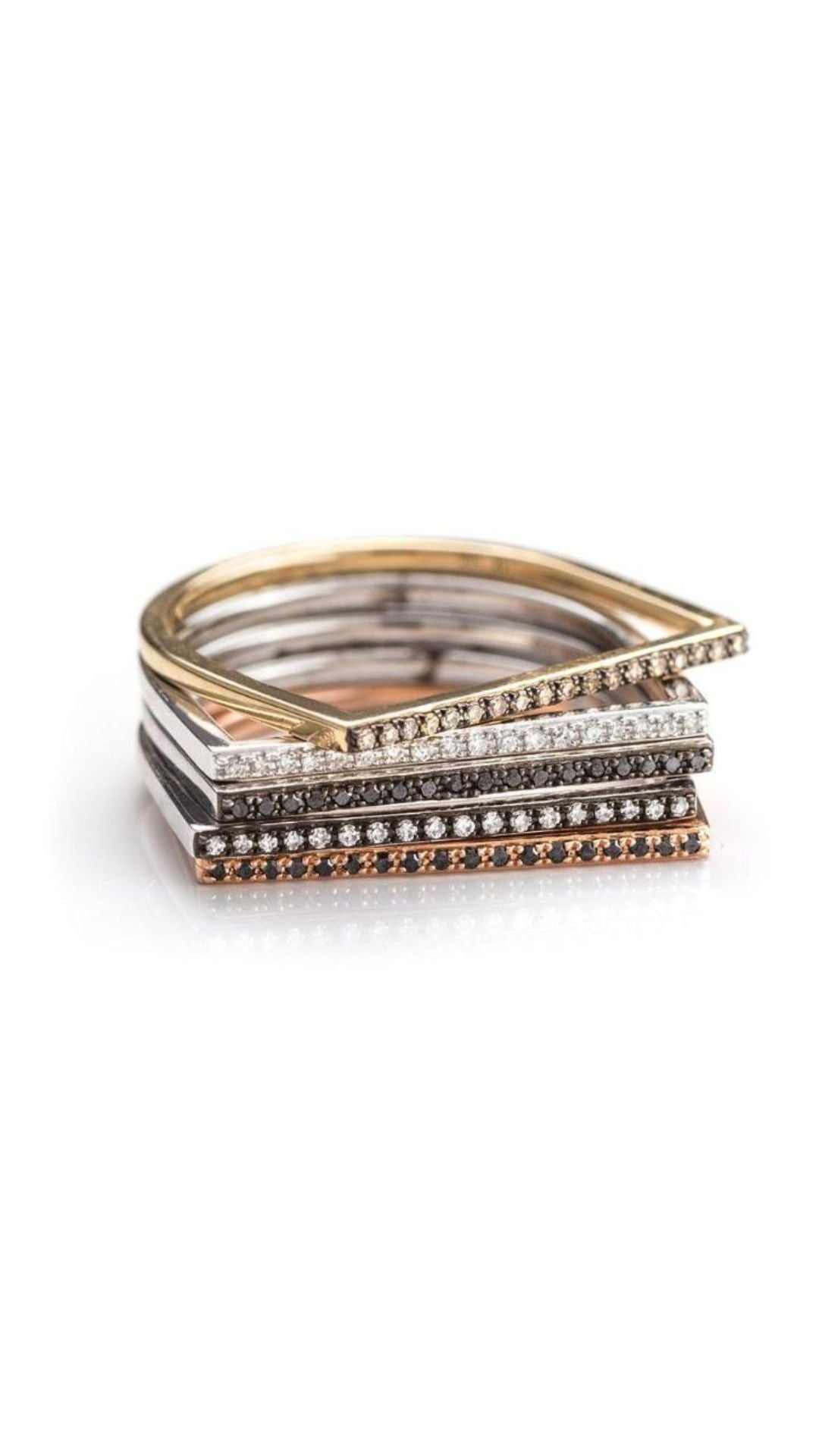 Thin Diamond Bar Stack Ring - Zofia Day