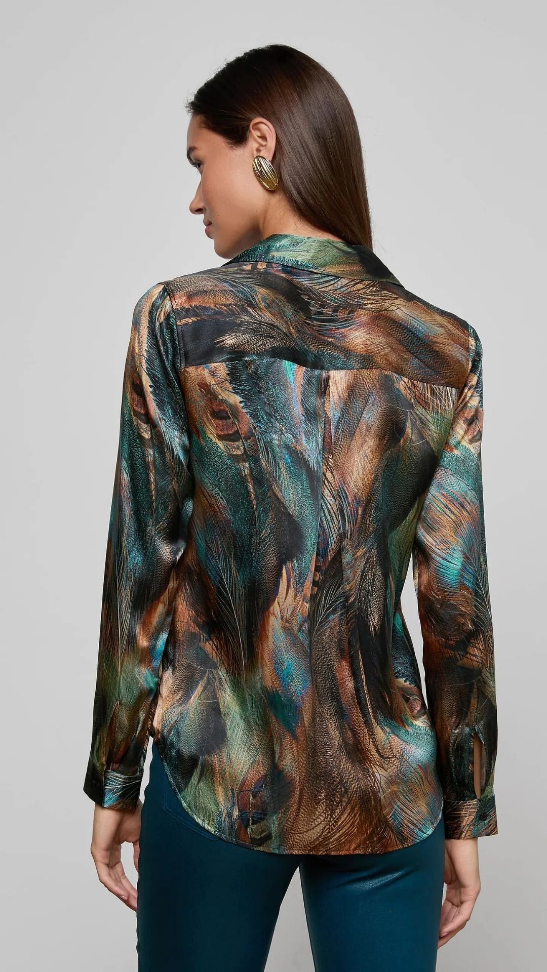 Tyler Long Sleeve Blouse Teal - L'Agence