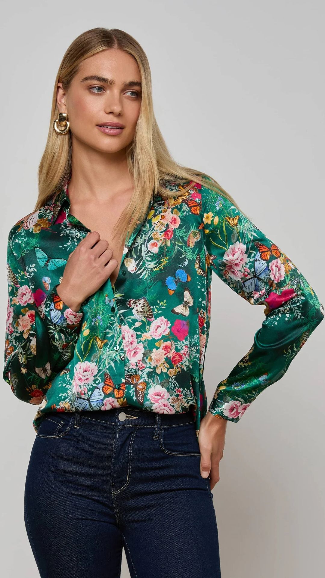 Tyler Long Sleeve Blouse Bottle Green